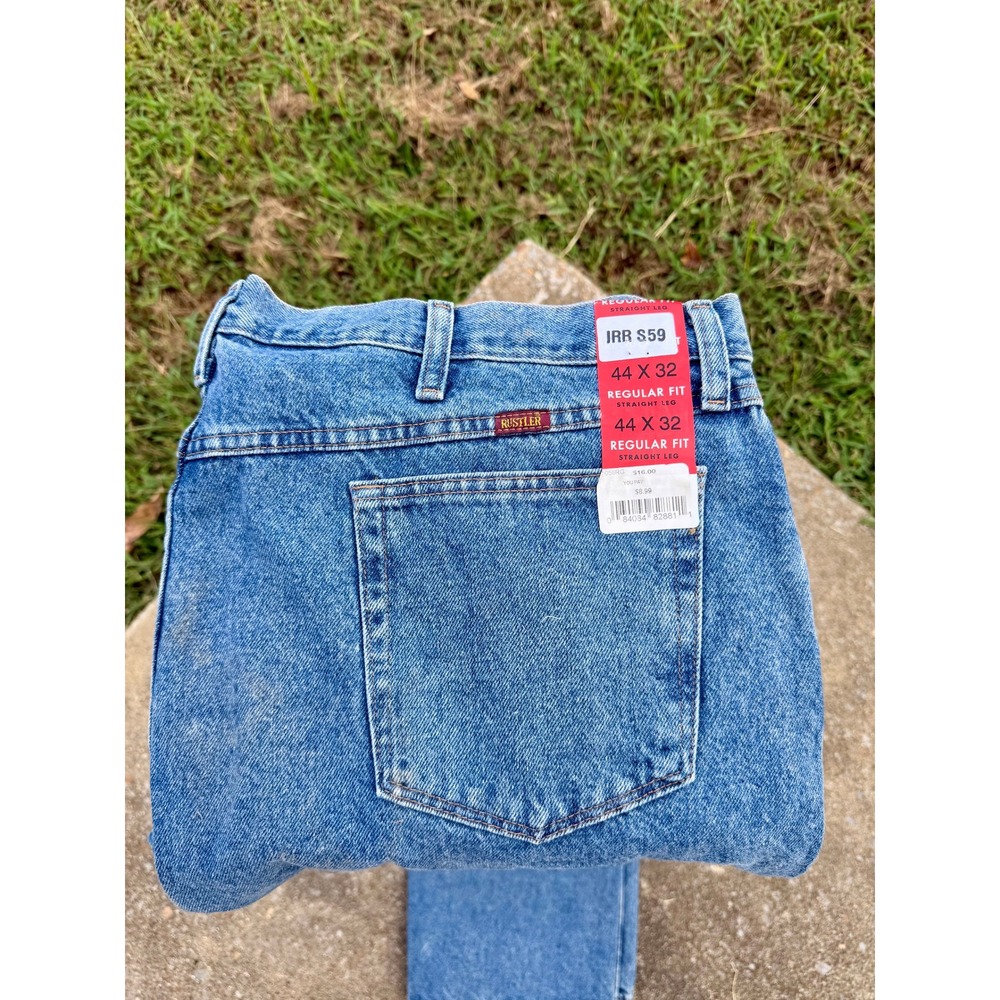 Rustler Mens Regular Fit Straight Leg Jeans 44x32 Medium Wash Blue 87619SW